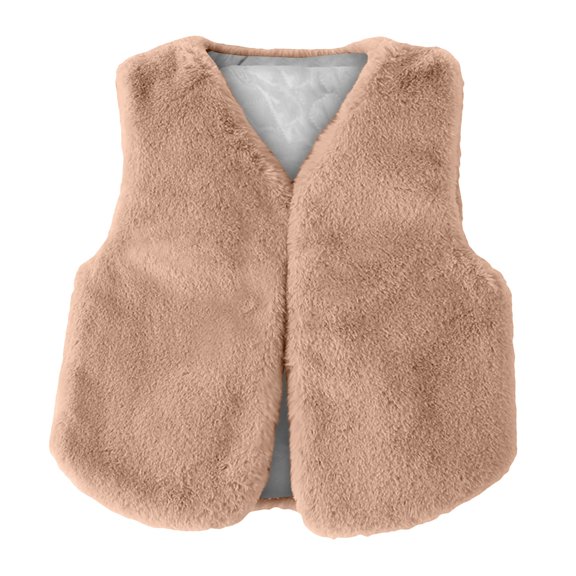 TIREOW Kids Faux Fur Vest Girls and Boys Solid Color Sleeveless V Neck Fuzzy Jacket Autumn and Winter Warm Cropped Coats Waistcoat Vest