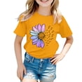thumbnail image 5 of CPNG Girls Sunflower Shirts Cute Summer Crew Neck T-Shirt Floral Graphic Short Sleeve Tees Tops Casual Loose Tees(Yellow,3-4 Years), 5 of 5