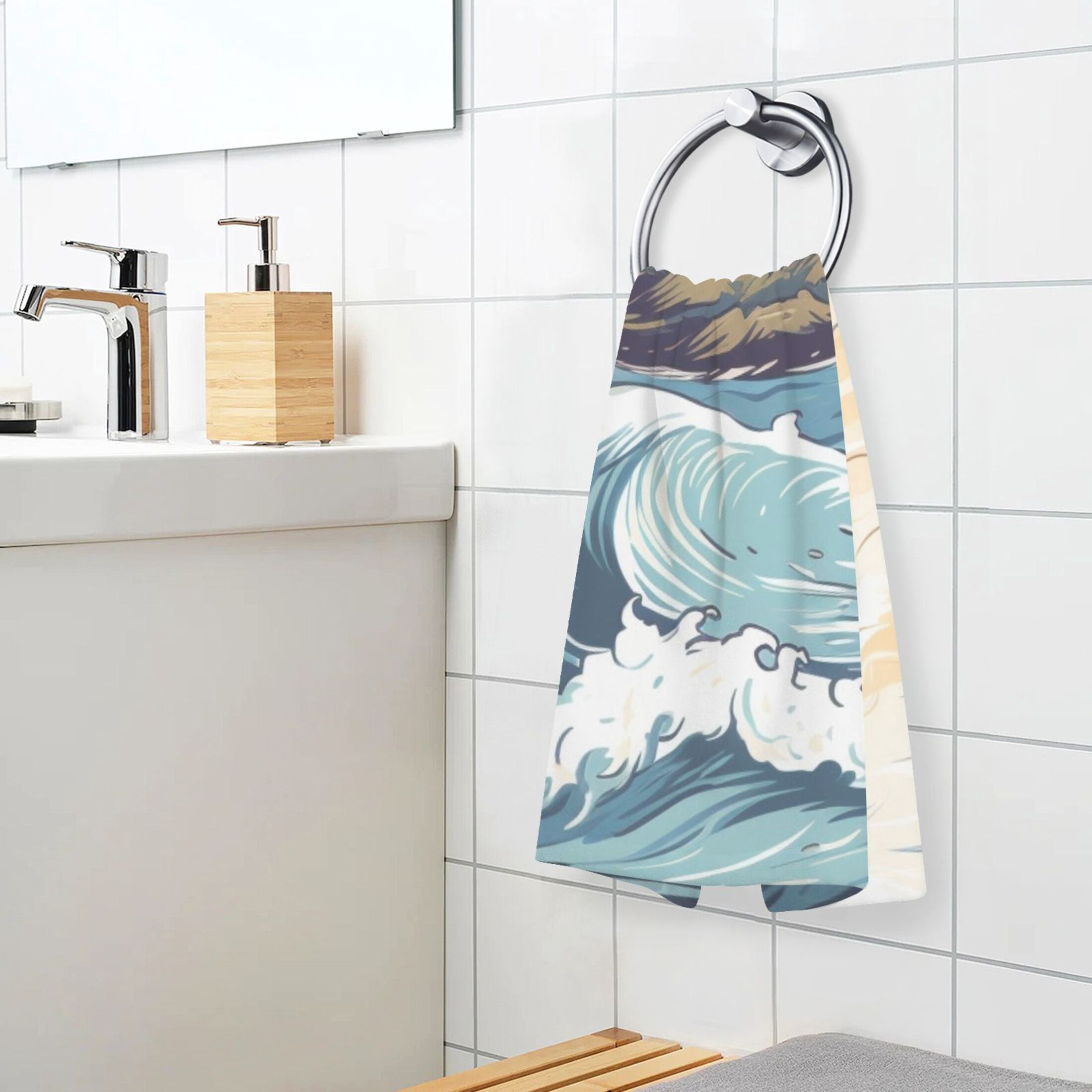 2 Pcs Hand Towel Set Lighthouse Ship Sea Cotton Absorbent Soft Face Towels Bath Towels for Bathroom Kitchen Shower Hotel Decor 16"x28"