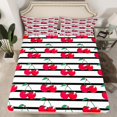 thumbnail image 2 of Homewish Kawaii Cartoon Cherry Full Size Sheets for Teen, Cute Fruit Bed Sheets, Black Stripes Abstract Ombre Sheet Sets, Ultra Soft Bedroom Decor, 4-Piece, 2 of 7