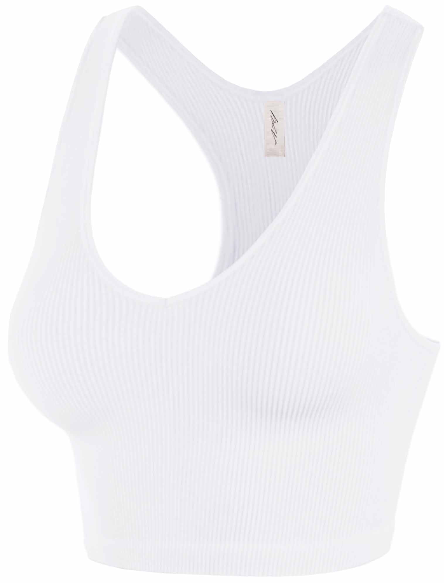 A2Y Women's Ribbed Seamless Workout Cropped Racerback Tank Tops White LXL -  Walmart.com