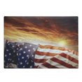 thumbnail image 1 of American Flag Cutting Board, Banner in Front of Sunset Sky Horizon America Union Idyllic Photograph, Decorative Tempered Glass Cutting and Serving Board, Large Size, Multicolor, by Ambesonne, 1 of 1