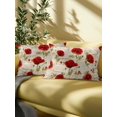 thumbnail image 5 of Outdoor Pillows Waterproof, Red Spring Floral Throw Pillows with Inserts Included, Vintage Summer Botanical Flowers Indoor Outdoor Decorative Lumbar Pillow for Bed/Couch/Patio 12"x20", 1Pcs, 5 of 8