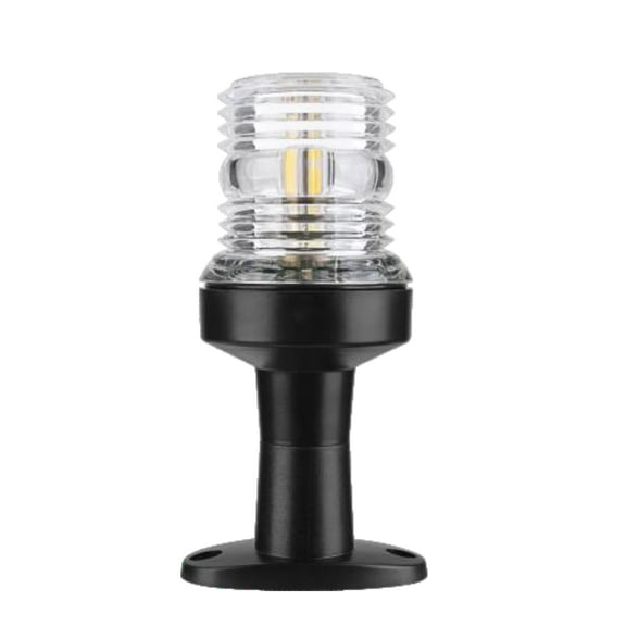 SEAFLO 03 Series All-Around LED Pole Navigation Light- 3 NM, 4-⅞” Height, 12-24V, 2.5 W, Fixed Mount, 316 Stainless-Steel, For Boats Up to 65 FT (20 M), CE & RoHs Certified (Fixed Mount, Black-4-⅞”)