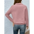 thumbnail image 6 of Womens Casual Textured Long Sleeve Henley Button V Neck Loose Pullover Trendy Fall Outfits Tops Pink S, 6 of 7
