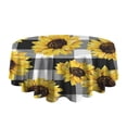 thumbnail image 5 of Black White Gray Checker Sunflower Pattern Round Tablecloth 60"x60",Wrinkle Wipeable Table Cloth for Kitchen Dining Room Picnic Patio Party, 5 of 6