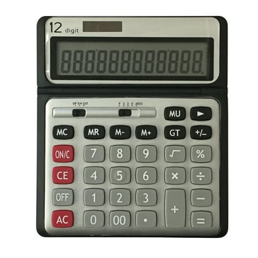 Pen+Gear 12 Digit Large Display Desktop Calculator, Gray, Office, Elementary school, middle school