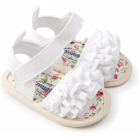 

Wish Baby Toddler Infant Girls PU Leather Soft Closed Toe Summer Sandals Flower Princess Flat Shoes--White（11cm） S468