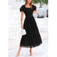 thumbnail image 5 of PRETTYGARDEN Women's Smocked Tulle Midi Dress Summer Square Neck Puffy Short Sleeve Ruffle Wedding Guest Party Dresses, 5 of 10
