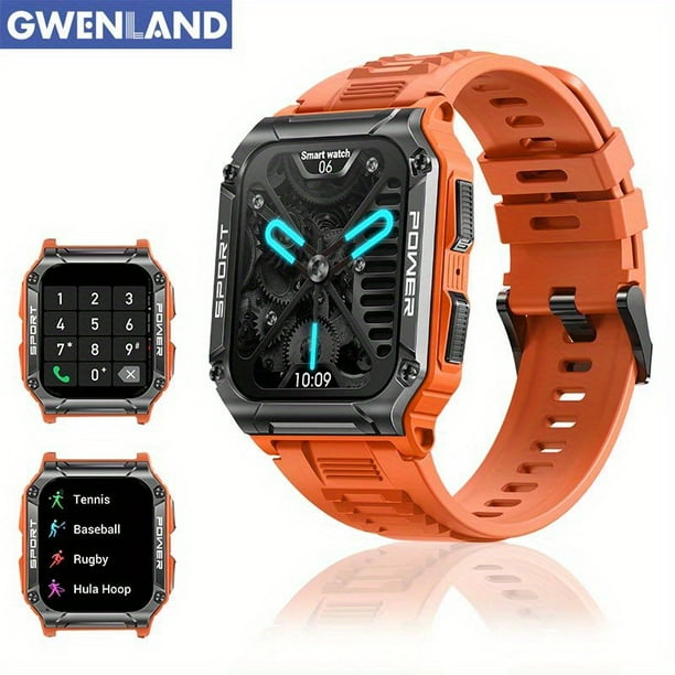 Reloj Inteligente GWENLAND Para Hombres Con Llamada responder hacer Llamada 4 85 Cm Militar Tactico Resistente Reloj Inteligente Deportivo IP68 Impermeable Fitness Tracker Reloj Para Android IOS Tel W...