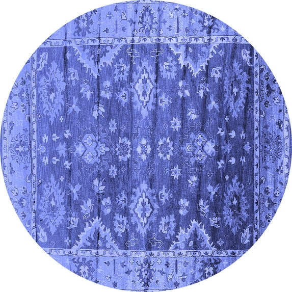 Ahgly Company Indoor Round Oriental Blue Industrial Area Rugs, 6' Round