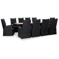 thumbnail image 1 of vidaXL 11 Piece Outdoor Dining Set Poly Rattan Acacia Wood Black, 1 of 5