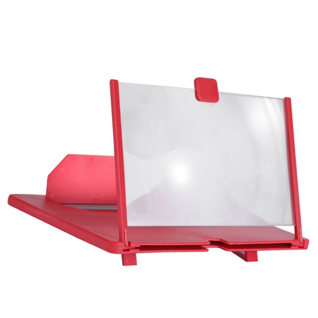 bedienty 10/12Inch 3D Mobile Phone Screen Magnifier HD Video for Amplifier Stand Bracket with Movie Game Magnifying Folding Phone Desk Holder Red 12in