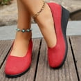 thumbnail image 6 of Hinvhai Women's Low Wedges Heels Closed Round Toe Pumps Comfortable Slip On Dress Work Wedding Shoes Red 9.5(43), 6 of 9