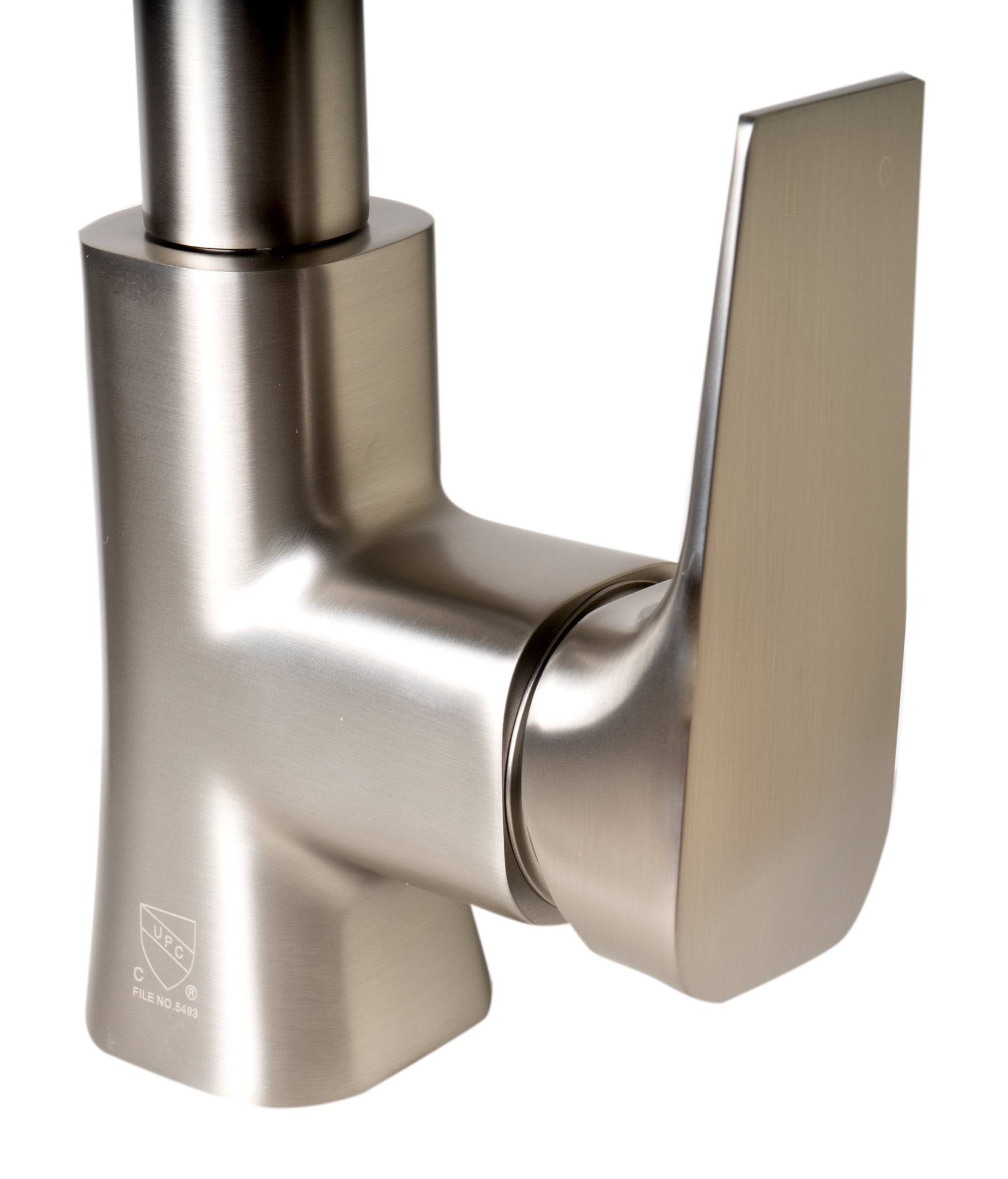 Brushed Nickel Square Gooseneck Pull Down Kitchen Faucet