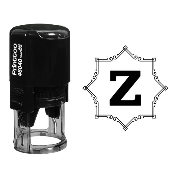 Printtoo Self Inking Rubber Stamp Octagon Celtic Swirl Frame Alphabet Z Monogram Initial R-40 Office Stationary