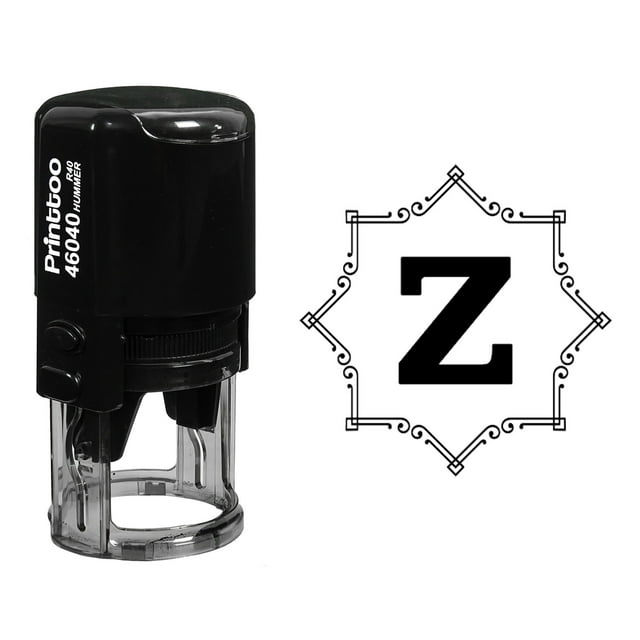 Printtoo Self Inking Rubber Stamp Octagon Celtic Swirl Frame Alphabet Z Monogram Initial R-40 Office Stationary