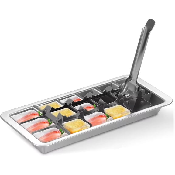 Professional Ice Cube Trays Stainless Steel - 18-Slot Heavy Duty Metal Icecube Mold, Non-Toxic Freezer Tray with Lever Release, Bar & Kitchen Use, Send Goods from Local Warehouse,Set of 2