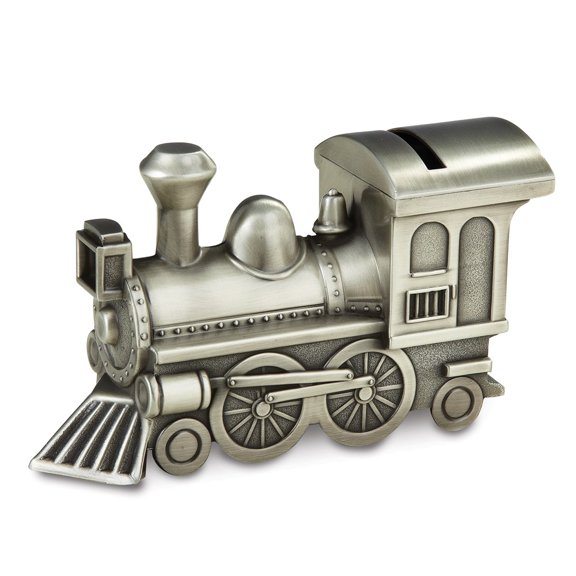 FB Jewels Pewter Finish Train Bank