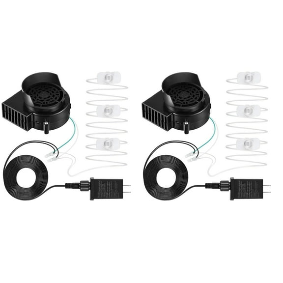 2X Replacement Fan Blower, 12V 0.8A Mini Air Blower with 3 LED Light String for Inflatables Indoor Outdoor US Plug