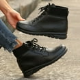 thumbnail image 6 of XIMIN Men Women Fall Boots High Top Vintage Leather Ankle Boots Cam Moccasin Toe Chukka Lace-Up Flat Boot Arch Support Comfy Outdoor Anti-Slip Walking Booties, 6 of 8