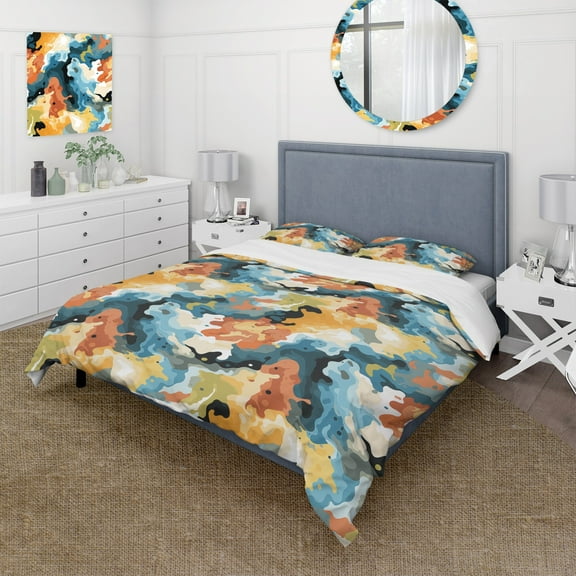 Designart "Tropical Trail Camo I" Brown Camouflage Bedding Covert Set - Modern & Contemporary Bed Set With 2 Shams