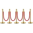 thumbnail image 1 of BeesClover Gold Stanchion Post Queue,38 Inch Stanchion Posts Queue with 5 ft Red Velvet Rope,Ropes Safety Barriers Set,Crowd Control Barriers Queue Line Rope for Theater Party Museums, 1 of 7