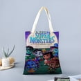 thumbnail image 2 of Super Monsters Bolso de tela con estampado de lienzo para mujer, bolsa de compras reutilizable y estética, con cremallera interior, regalo para mujer, 35 × 40 cm., 2 of 6