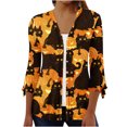 thumbnail image 2 of LOVZFMLL Cardigan pour Femmes 2025 Halloween Cardigan à Boutons Imprimé Manches 3/4 Col en V Décontracté, 2 of 5