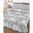 thumbnail image 3 of Quilts Queen Size Bedding Set, Grey Palm Tree Summer Lightweight Quilted Comforter, Beach Tropical Botanical Coastal Soft Reversible Bedspread Coverlet with Pillow Covers for All Season, 90" x 96", 3 of 7