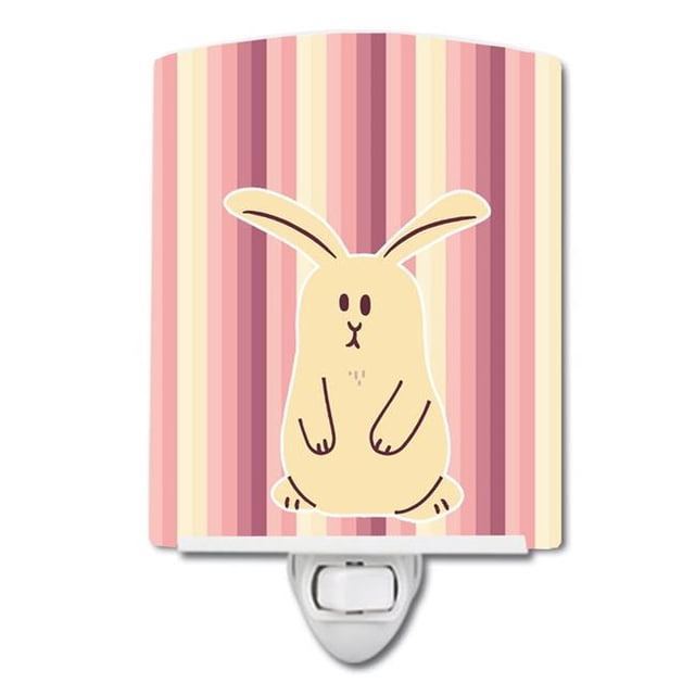 Carolines Treasures BB7084CNL Rabbit on Stripes Ceramic Night Light