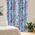 thumbnail image 2 of Ambesonne Floral Curtains, Botanical Colorful Nature, Pair of 28"x84", Pale Azure Blue and Coral, 2 of 5