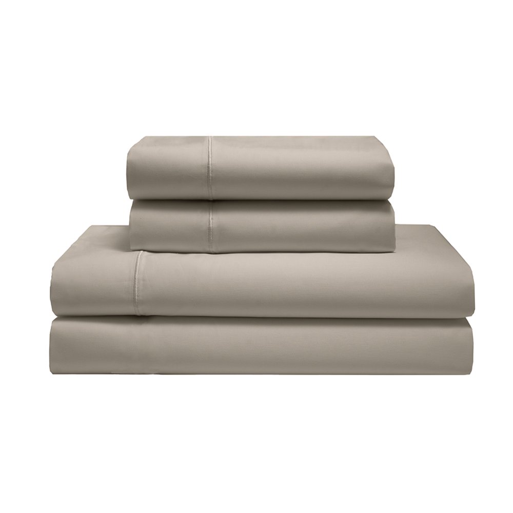 QUEEN TAUPE SILKY SOFT COTTON SOLID SHEET SET