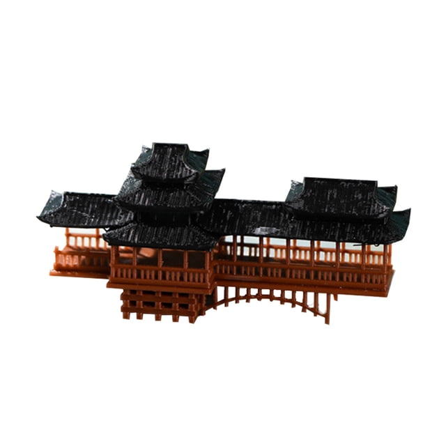 Covered Bridge Ornaments, Miniature Covered Bridge Model, Simulated Small Antique Architectural Model Landscape Ornament For Bonsai Decor