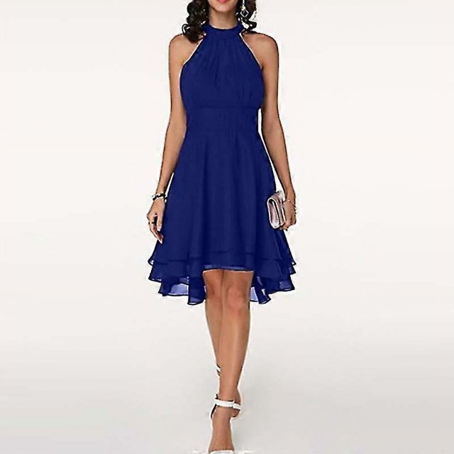 Women's Halter Sleeveless Cropped Layered Midi