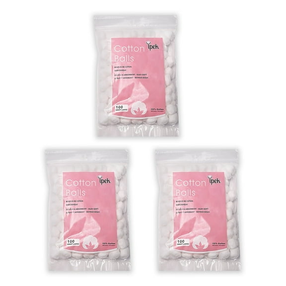 Acdanc Cotton Balls Disposable Cotton Ball for Makeup Removing Soft,(100 Per Bag)-3 Bags
