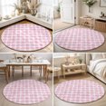 thumbnail image 4 of Round Rugs 3Ft, Pink Plaid Round Area Rug Washable Indoor Throw Carpet, Farmhouse Art Checkered Modern Small Non Slip Circle Rug for Bedroom Living Room Home Decor Aesthetic, 4 of 8