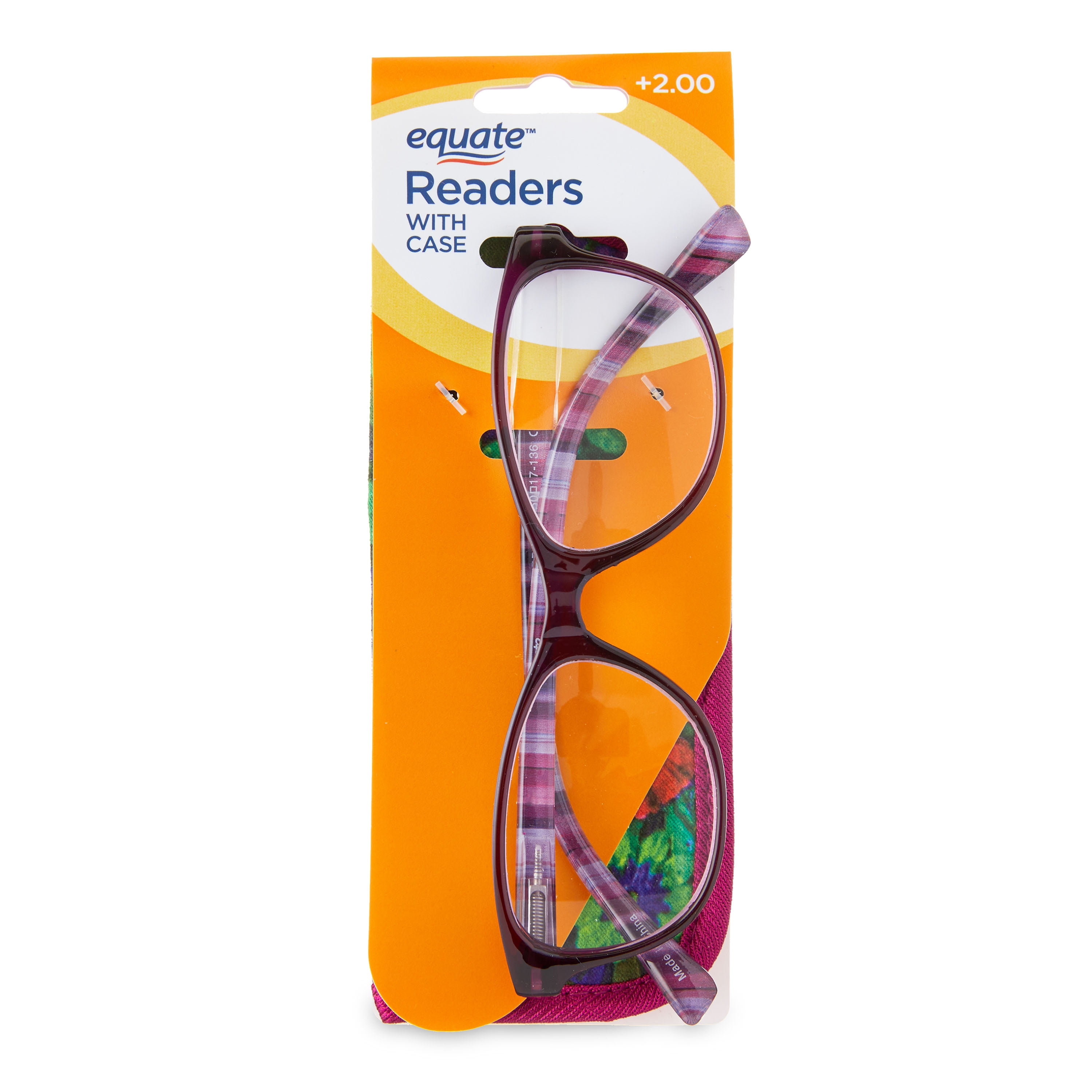 (2 pack) Equate Women's Heather Oval Reading Glasses with Case, Purple, +1.75