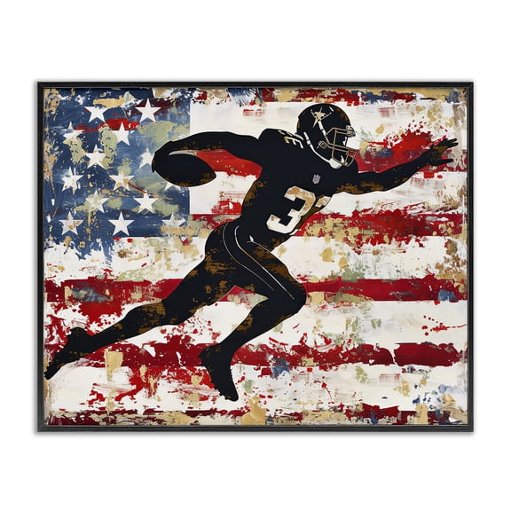 Stupell Industries Gridiron Glory Player Black Framed Giclee Art, design by Ray Powers