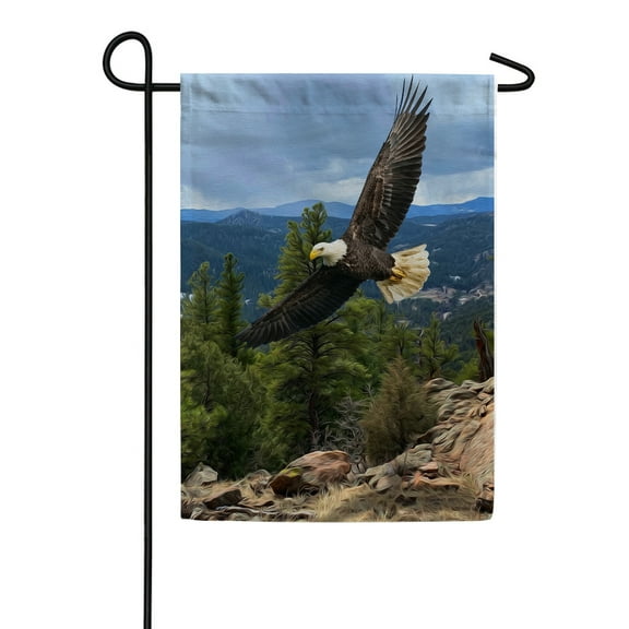 America Forever American Bald Eagle Garden Flag 12.5 x 18 inches Summer Mountainside American Flying Bird Double Sided Summer Seasonal Yard Outdoor Decorative Greenery Nature Lover Garden Flag