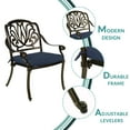 thumbnail image 3 of MEETWARM 3 Piece Patio Bistro Set, Outdoor All-Weather Cast Aluminum Dining Furniture Set Includes 2 Cushioned Chairs and a 35.4” Round Table with Umbrella Hole for Garden Deck, Navy Blue, 3 of 7