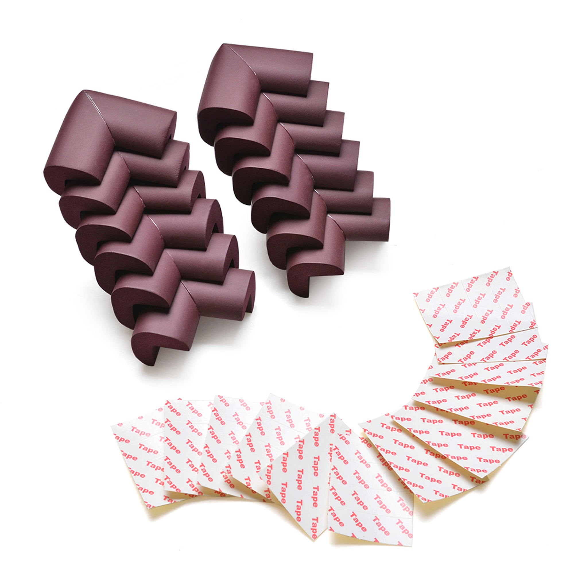12pcs Corners Safe Corner Cushion For Child Safety Furniture Per Brown