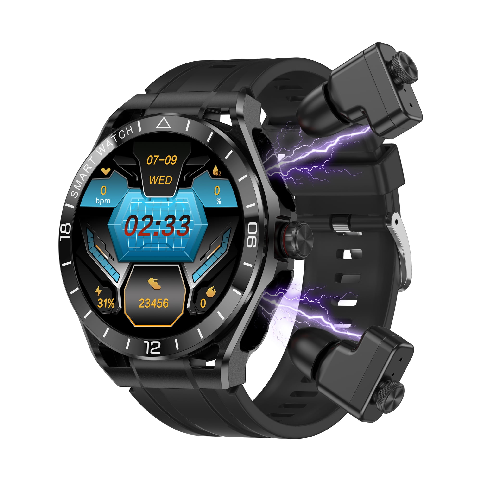 2 in 1 Smart Watch and Wireless Earbuds, 1.52 Inch IPS Screen, IP67 Water Resistance, for Android and iOS