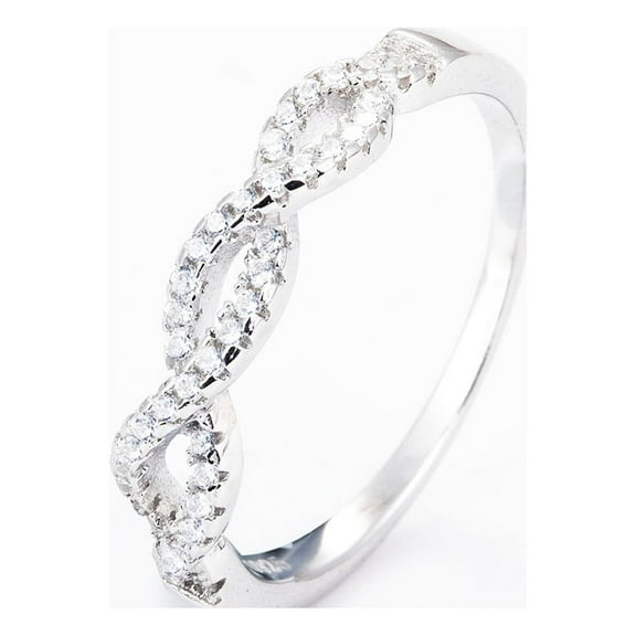 Sterling Silver Braided Band with Crystal