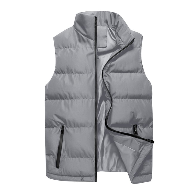 Handshe Veste Sans Manches Décontractée pour Hommes, Col Montant, Rembourrée, Double Face, Chaude