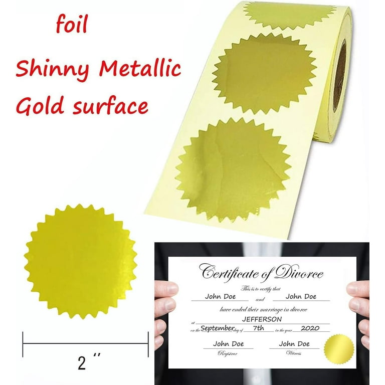2 Gold Foil Blank Notary Certificate Wafer Medal Seals Labels