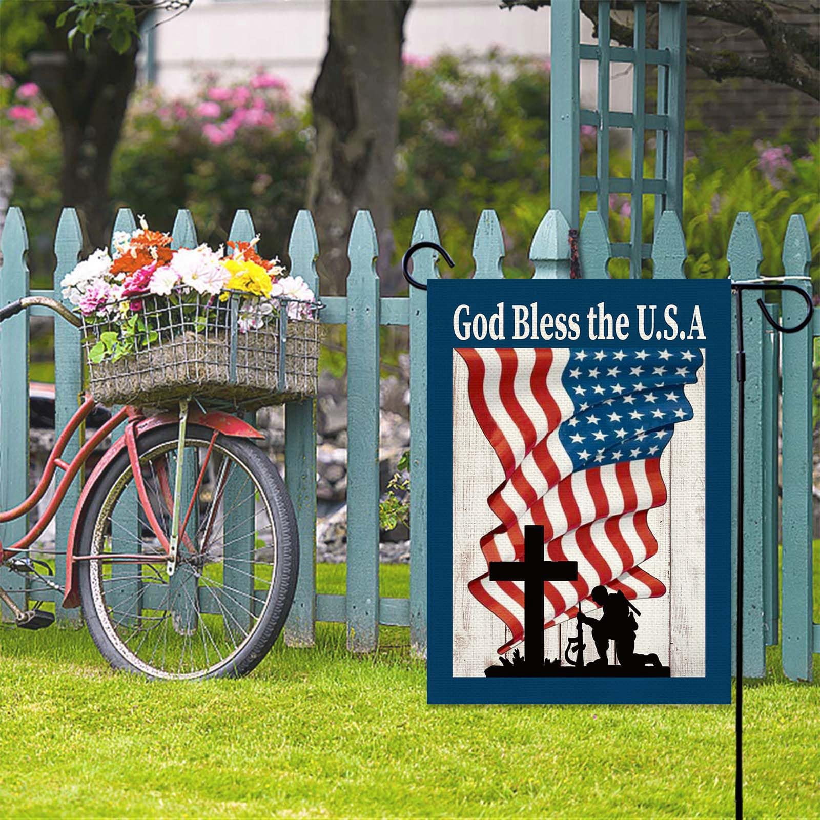 4th of July Patriotic House Flag God Bless America Memorial Day Double Sided Garden Flag Independence Day Large House Yard Flag Outdoor Outside Holiday Decoration 28 X 40 Inch