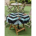 thumbnail image 5 of Outdoor Tablecloth with Umbrella Hole Zipper Abstract Teal Round Tablecloth 60" Waterproof Outside Table Cloth Geometric Zigzag Waves Bohemian Stripes Patio Table Cover Tablecloths for Picnic Party, 5 of 8