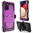 thumbnail image 2 of For Samsung Galaxy A02S 5G Case with Built-in Screen Protector, Heavy Duty Full-Body Rugged Holster Cover Case with Belt Swivel Clip [Kickstand] - Purple, 2 of 5