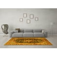 thumbnail image 3 of Ahgly Company Machine Washable Indoor Round Medallion Yellow Traditional Area Rugs, 5' Round, 3 of 4